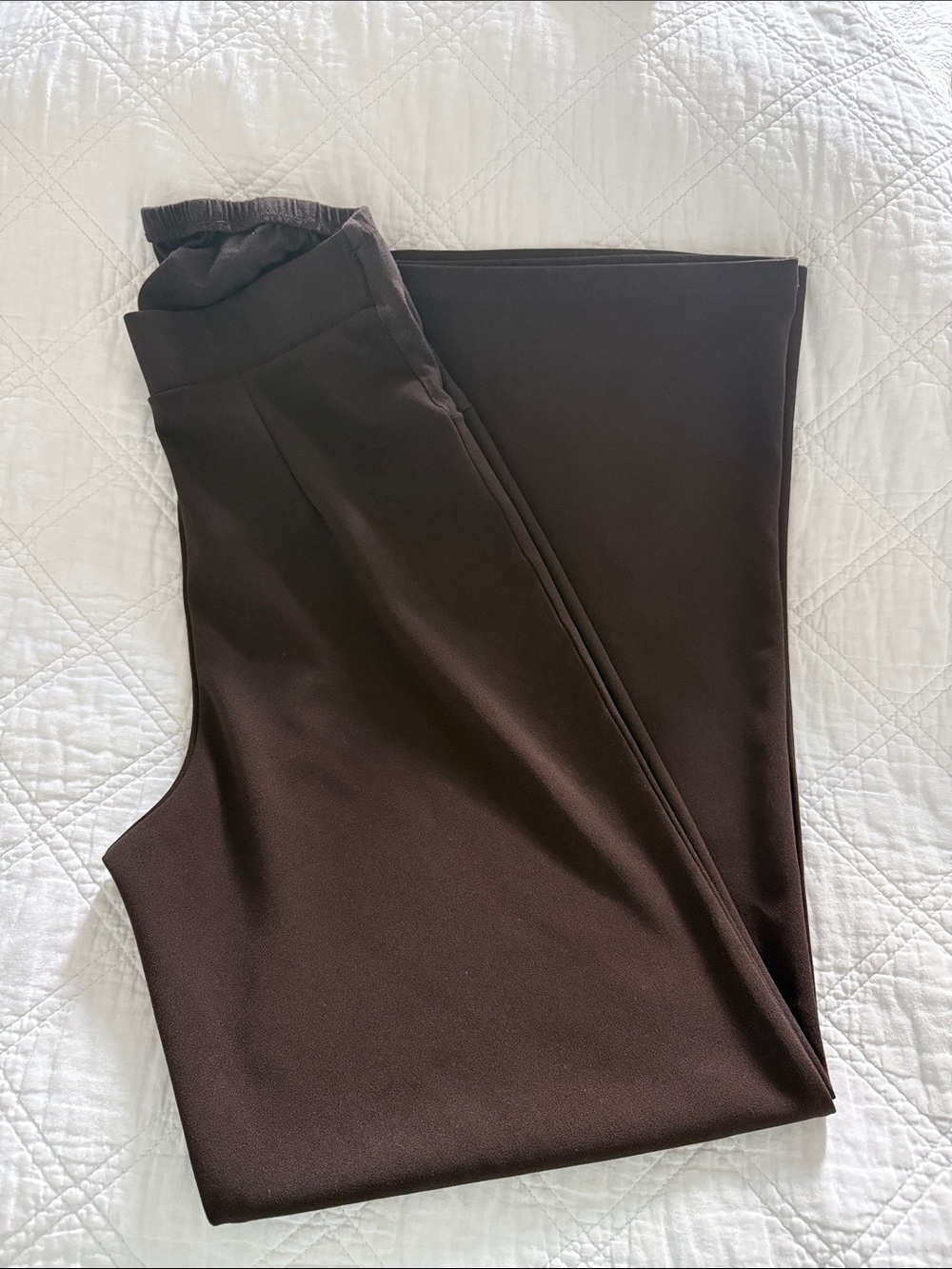 H&M Dark Brown Wide-Leg Pull-On Trousers